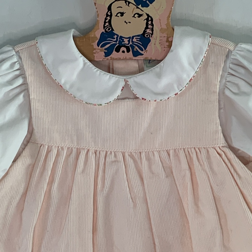 ZU Petit Ami pale pink layered look corduroy dress with appliqué and bloomers - Picture 2 of 10
